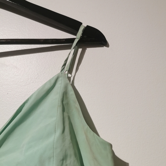 Zara Limited Edition Pastel Green Puff Sleeve One Shoulder Large Crop Top - Picture 6 of 10